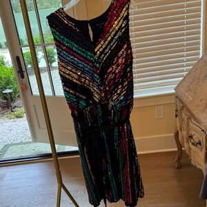 Lane Bryant Black Multi-Sequin V-Neck Mini Dress
